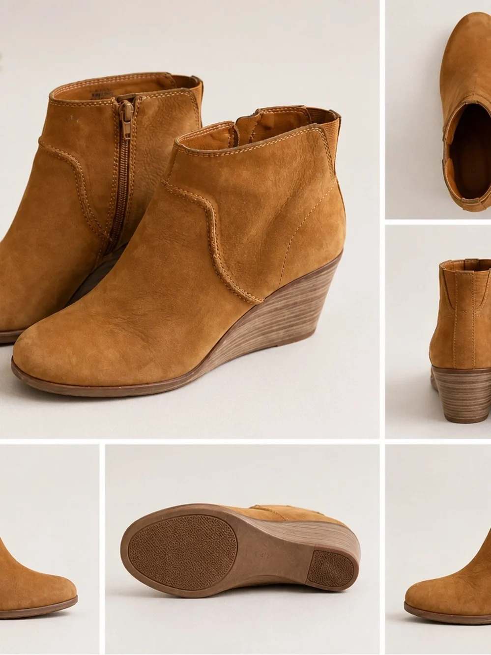 Lucky Brand Tan Suede Wedge Ankle Boots